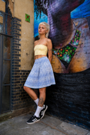 Authentieke jaren 70 plooirok met grafische print - Size 38