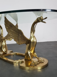 VINTAGE BRASS SWAN COFFEE TABLE, ITALY, 1960S