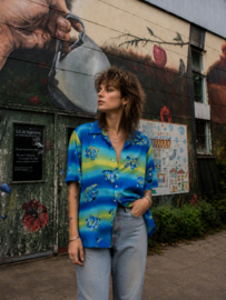 Vintage Tropische Visprint Blouse - Size M/L