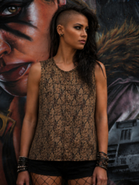 Vintage 90s Mouwloze Top met Grafische Print - Size: 38