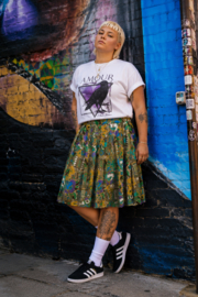 Vintage Geplooide Rok met Psychedelische Bloemenprint - Size: 44/46