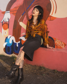 Vintage blouse met animal print - Size: 38