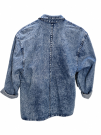 Vintage 80s Denim Blazer met Borduursels - Size: M