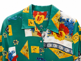 Blusa vintage con estampado floral y gráfico - SIZE: M