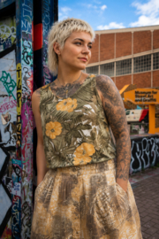 Vintage Mouwloze Top met Tropische Bloemenprint - Size: 44