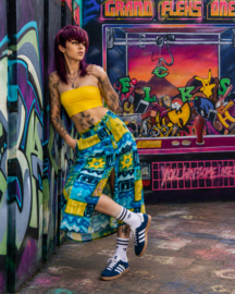 Vintage rok met kleurrijke geometrische print - Size: 38