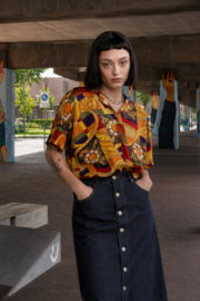 Vintage Statement Blouse met Barokprint - Size 38