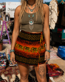 Falda Cruzada con Estampado de Elefantes – Estilo Bohemio - SIZE: S/M