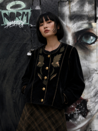 Chaqueta Vintage de Ante Auténtica | Bordados Elegantes | Años 80/90 - SIZE: S