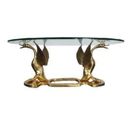 VINTAGE BRASS SWAN COFFEE TABLE, ITALY, 1960S