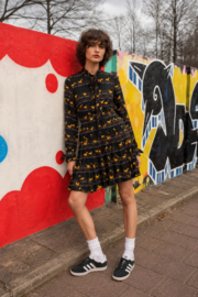 Vintage Jurk met Paardenprint en Strikdetail - Size 38