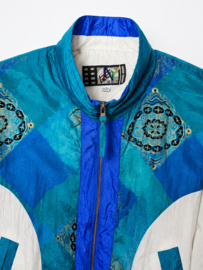 Vintage Windbreaker – Turquoise & Blauw | Jaren 90 Retro Sportswear - Size: M