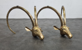 VINTAGE RAM BRASS COFFEE TABLE, ALAIN CHERVET, FRANCE, 1970S