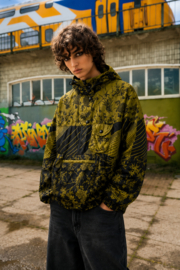 Cortavientos Vintage con Capucha – Verde Oliva y Negro - SIZE: M/L
