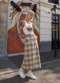 70s Geruite Maxi Rok – Vintage Retro Chic - Size: 36