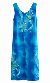 Vintage Maxi Jurk met Bloemenprint – Blauw - Size: M