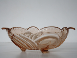 VINTAGE GLAZEN SCHAAL ROZE