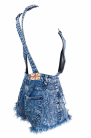 Rebel Denim Dungaree Shorts Size: 38
