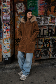 Parka Vintage de Ante con Capucha y Ribete de Pelo | Años 80/90 - Size: M