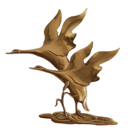 VINTAGE BRASS WALL ART VOGELS,  BELGIË, 1960S