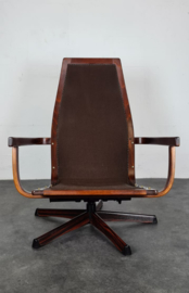 VINTAGE LEREN FAUTEUIL &  OTTOMAN , G-MÖBEL
