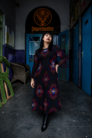 Vintage 70's Maxi Jurk met Geometrische Print - Size 40