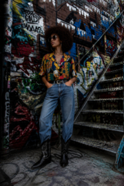 Vintage 80's Baroque Print Blouse | Unisex Size: 40