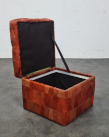 VINTAGE LEREN PATCHWORK POEF