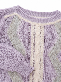 Vintage 80s Pastel Kabeltrui – Zachte Retro Knit met Oversized Fit - Size: S