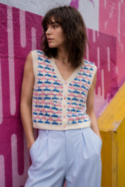 Chaleco de Punto con Detalles en Rosa y Azul - SIZE: XXS
