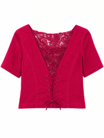 Top Fucsia con Encaje y Detalle de Cordones en la Espalda - SIZE: XS/S