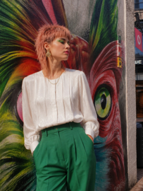 Blusa Vintage Satinada con Jacquard Sutil | Años 90 - SIZE: 38