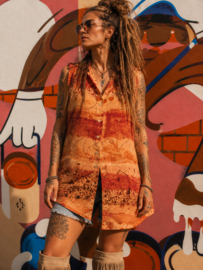 Lange Tuniek Top met Warme Print - Size M