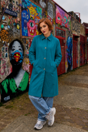 Vintage Jas in Turquoise Blauw - Size L/ XL