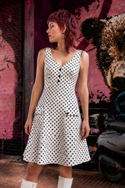 Vestido vintage de los años 70 con estampado de lunares - SIZE: S/M