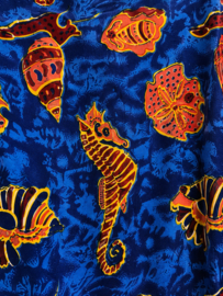 Vintage Jurk met Zeepaardjesprint – Oceaan Blauw - Size: S/M
