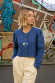 Vintage 80s Cropped Blazer met Hartdetail - Size 36