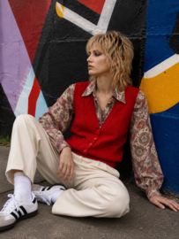 Chaleco de punto vintage rojo - Size: S
