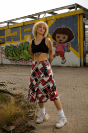 Vintage Midirok met Grafische Print - Size 34/36