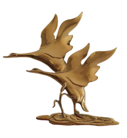 VINTAGE BRASS WALL ART VOGELS,  BELGIË, 1960S