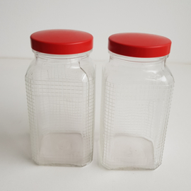 VINTAGE GLAZEN VOORRAAD POTTEN