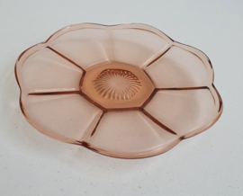 VINTAGE ROZE GLAZEN BORDJE