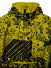 Vintage Windbreaker met Capuchon – Olijfgroen & Zwart - Siez: M/L