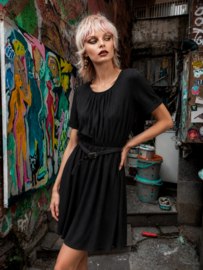 Zwarte Vintage Jurk – Alternative 80s Chic - Size: M