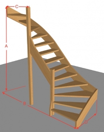 Dubbelkwarttrap open van 254 t/m 294 cm