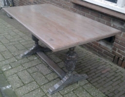 Brocante kloostertafel van eiken, 160 x 85 cm