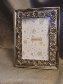 Zilverkleurige Fotolijst met Bloemmotief