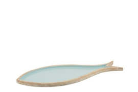 Schotel vis mango hout pastel blauw