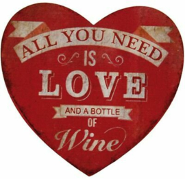 Magneet " All you need is love and a bottle of wine"