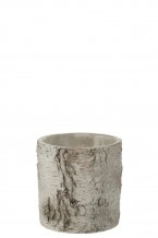 Bloempot rond berk cement grijs (Large)